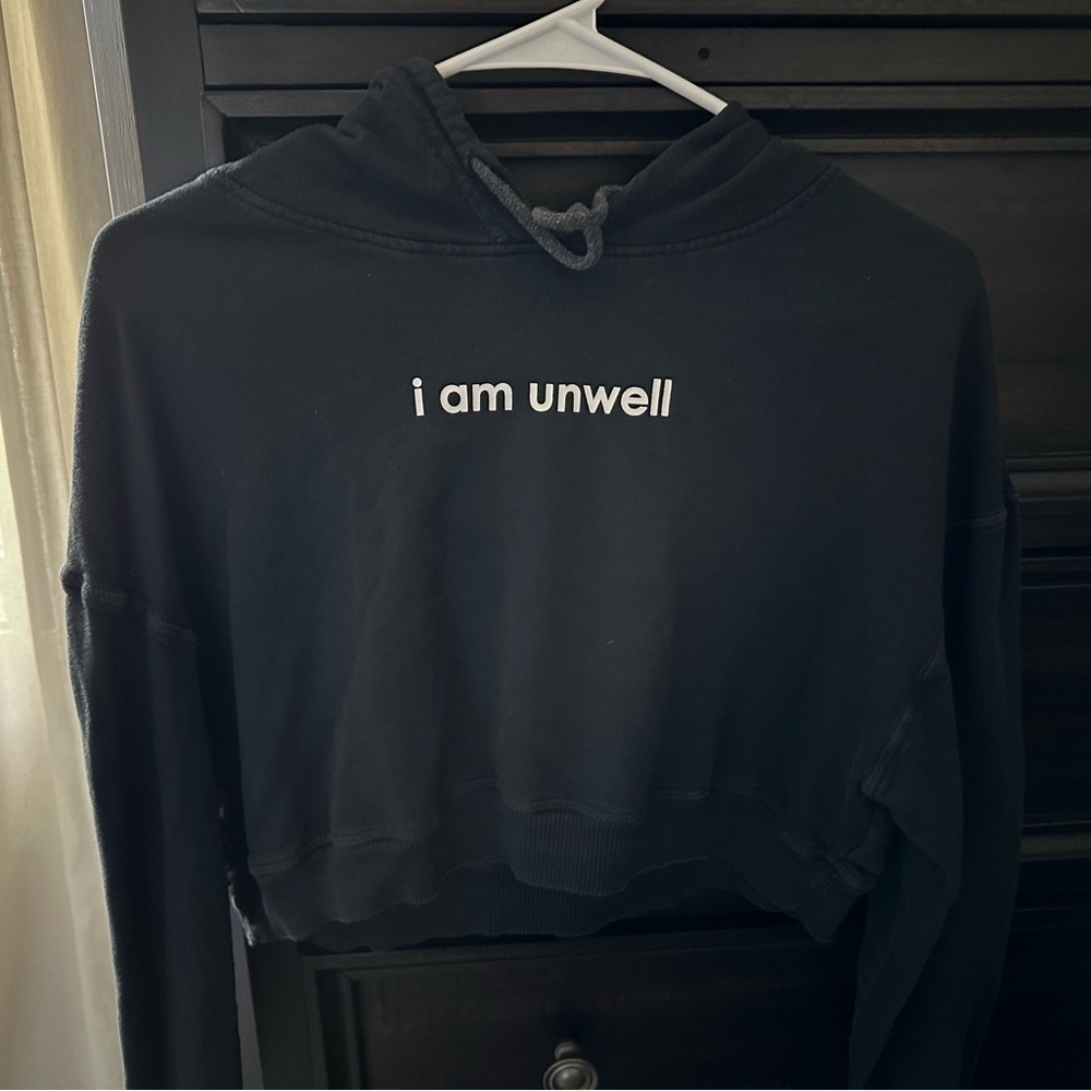 I Am Unwell Black Cropped Hoodie